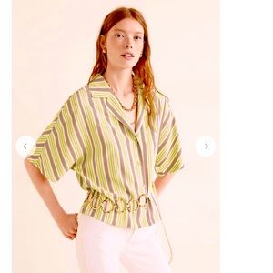 Mango Boxy Buttoned Printed Shirt NWOT